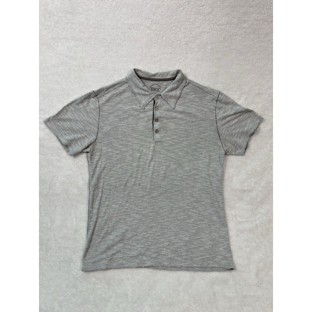 BKE Polo Shirt Mens Slim Fit XL Heather Gray Short Sleeve Casual Cowboy STAIN